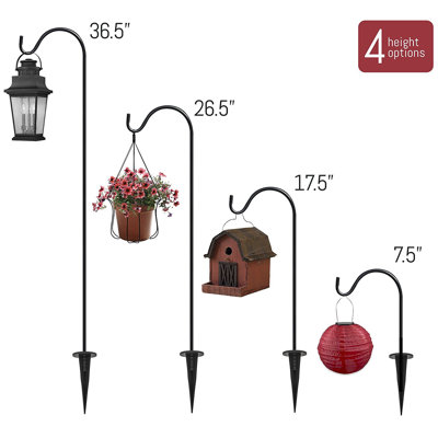 Sorbus Shepherds Hooks for Outdoor Garden Stakes, Set of 4