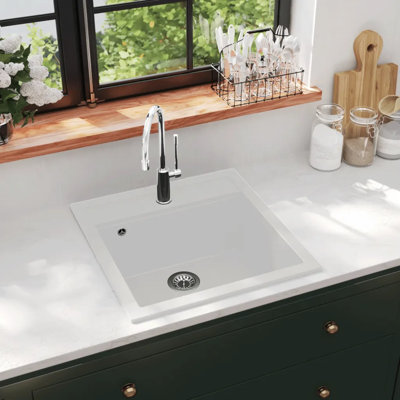 Celestine Belfry Kitchen 510 mm W Single Bowl Stone Flush Kitchen Sink