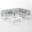 Ensemble de conversation modulaire en aluminium 4 pièces pour patio, canapé 7 places avec coussins gris clair épais et structure blanche et table basse