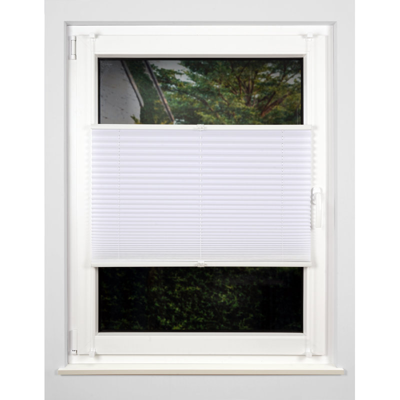 Stream Klemmfix Room Darkening Pleated Blind, 130cm L x 40cm W, White