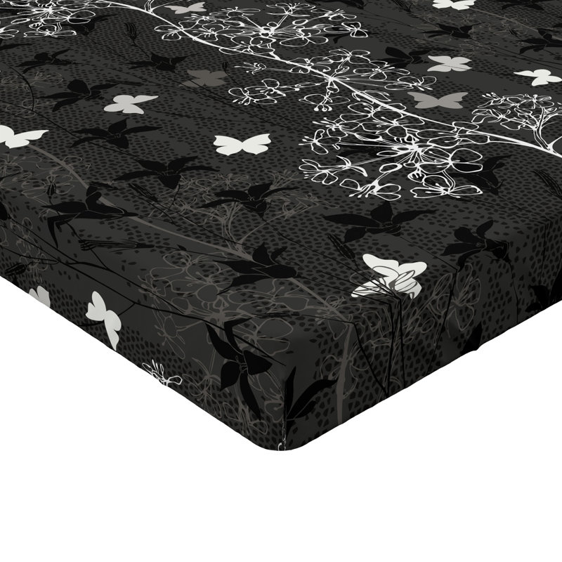 Drap-housse Ambesonne Sakura gris et pâle gris anthracite, Drap-housse de taille double