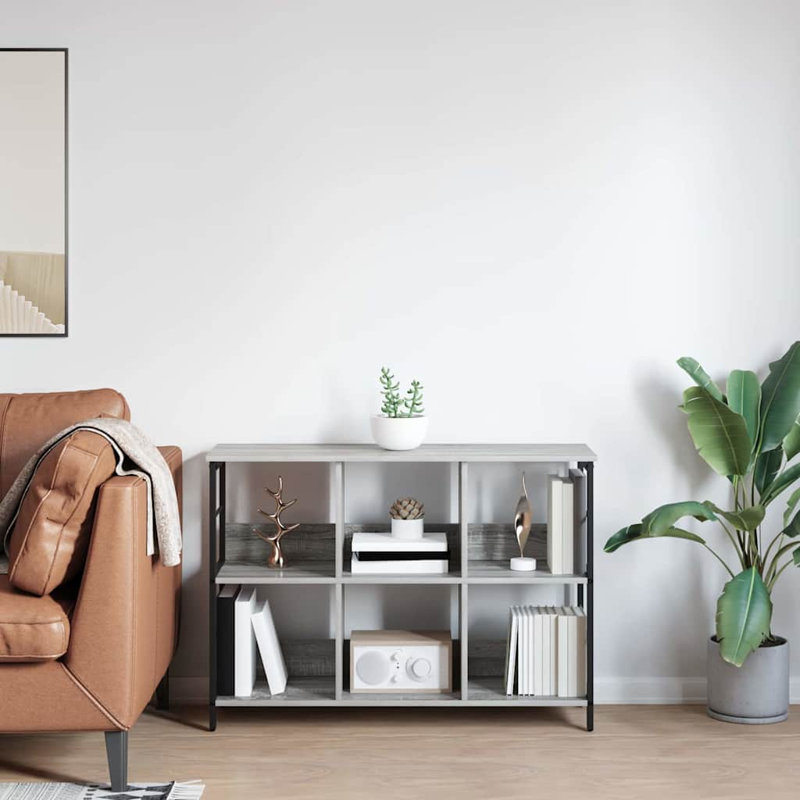 102.01cm W Steel Etagere Bookcase, (2 Shelves) 72.5cm. H x 102cm. W x 32cm. D, Grey Sonoma