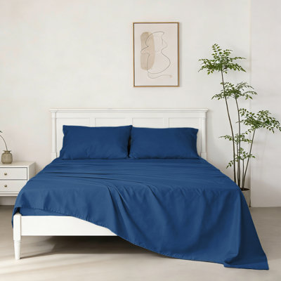 Ensemble de draps en satin de coton 220 fils doux et doux avec taie d'oreiller