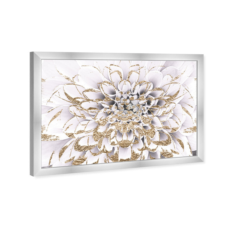 Floralia Blanc - Cadre traditionnel sur papier pour chambre à coucher, H 32 po x l 47 po, Cadre argenté