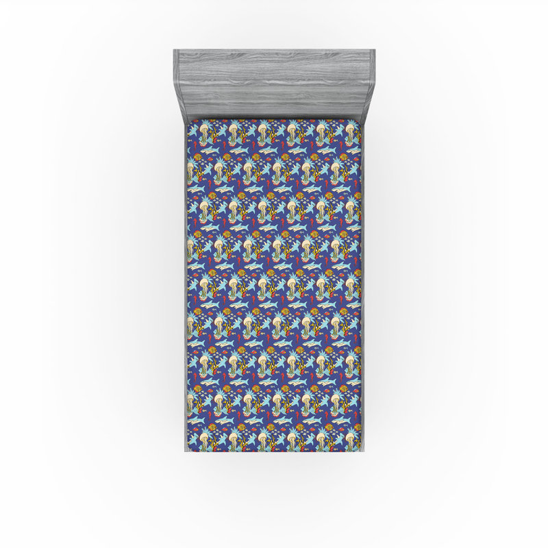 Ensemble de 2 draps-housse dégradés Ambesonne bleu sarcelle très clair bleu pâle et blanc, Drap-housse pour lit simple TG