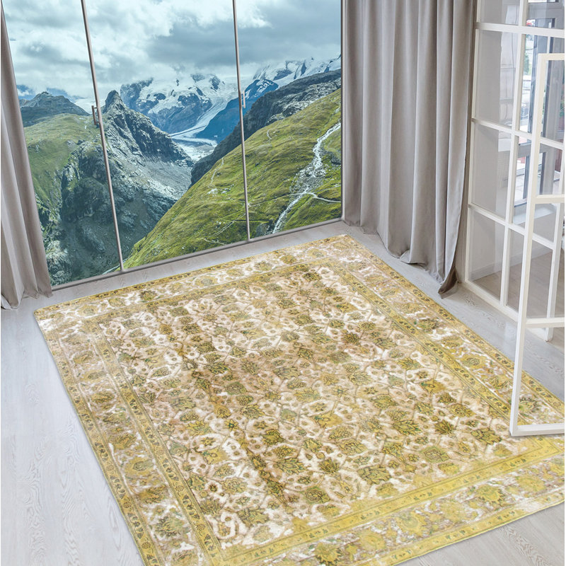 Tapis unique en laine noué à la main couleur transition des années 1980 de 9 pi 10 po x 12 pi 7 po Carylon