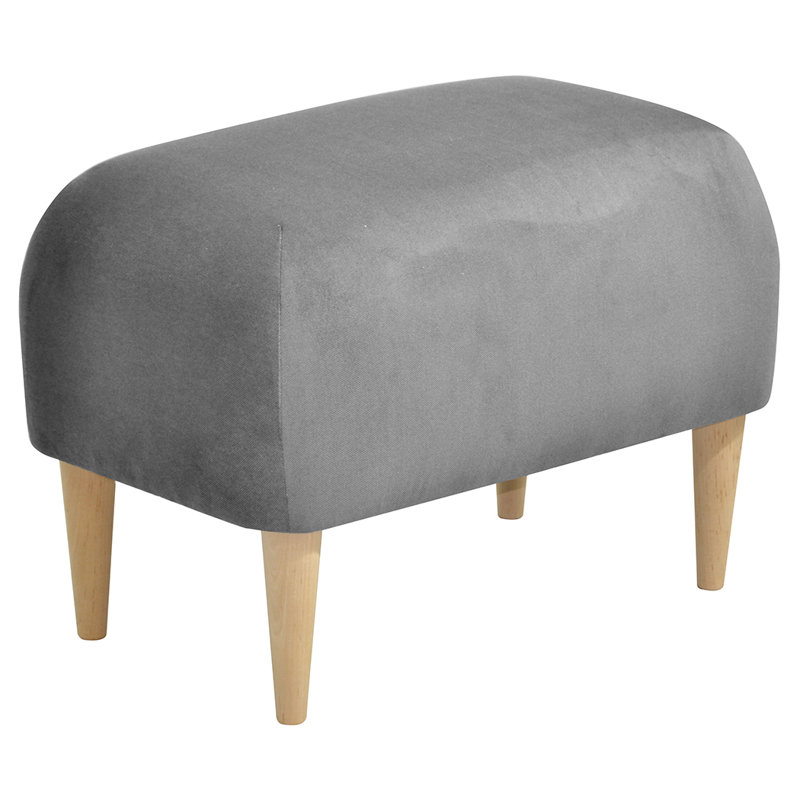 Jupi 60cm Wide Rectangle Solid Colour Footstool Ottoman, Grey