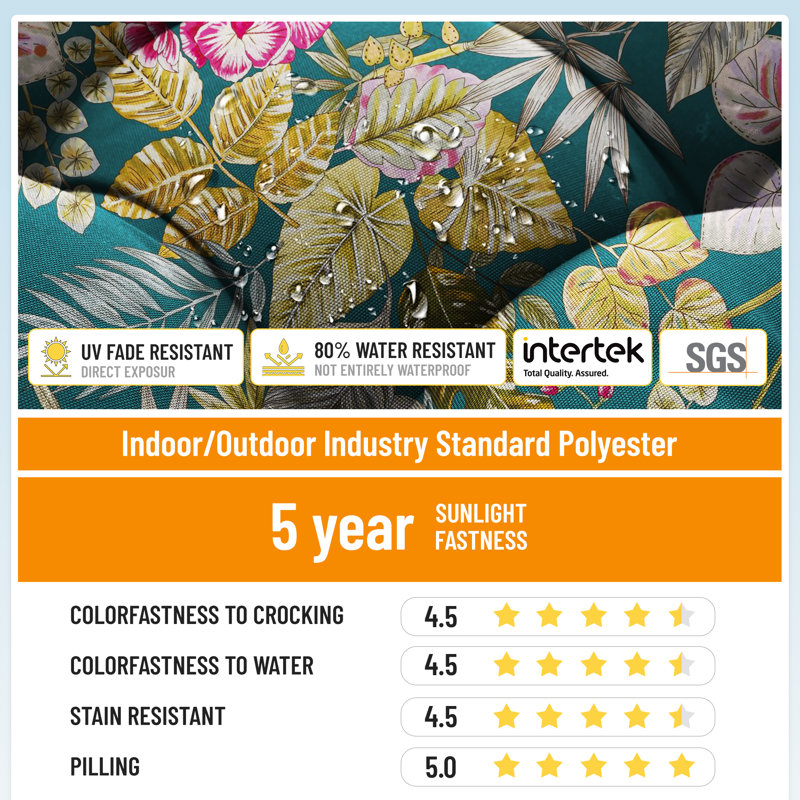 All Weather Outdoor Chair Cushions, 40X20x4 Inches Water-Resistant Fade-Resistant Patio Seat Pads With Straps, 100% Polyester Non-Removable Cover, High Resilience For Deck, Poolside, Balcony Chairs,Floral