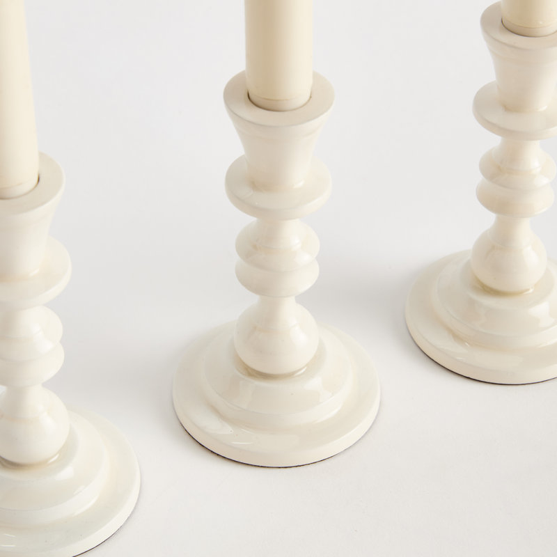 Eclat Enamel-Coated Aluminum Taper Holders in White, White