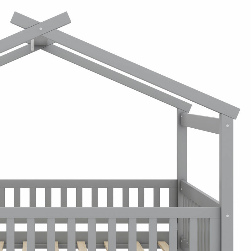 Lit en bois avec couchette, Gris