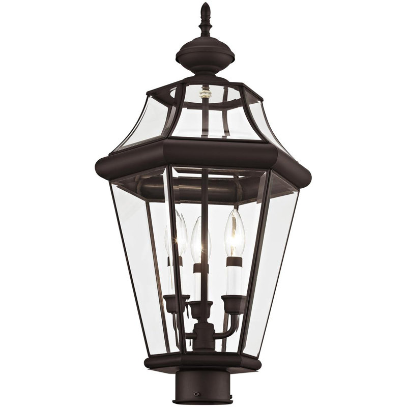 Light Bronze Outdoor Post Pendant with Clear Glass Shade & SEO Optimized