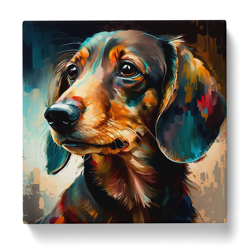 Dachshund Palette Knife Painting - Wrapped Canvas