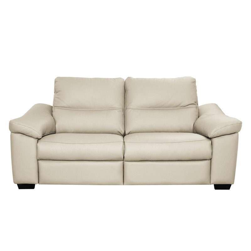 Edeltrudis Genuine Leather 2 Seater Reclining Sofa, Cream, 100cm H x 175cm W x 95cm D