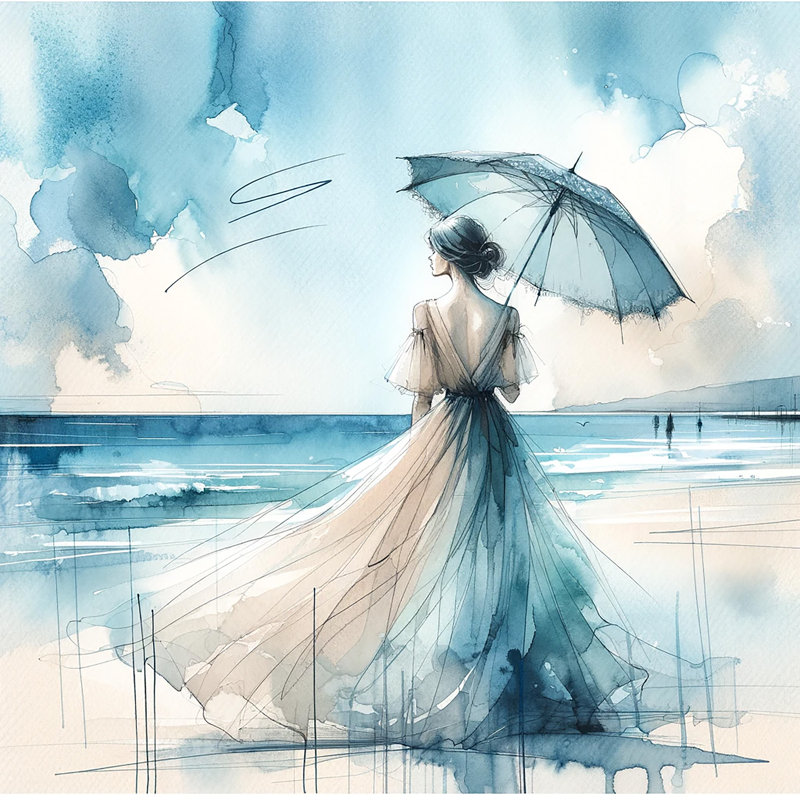 Art mural sur toile tendue Serene Moment Under the Parasol, H 12 po x l 12 po x P 1 po