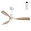 Ventilateur de plafond en bois 48 pouces avec 3 pales en bois massif Télécommande réversible pour moteur de salon-832659453-832659455