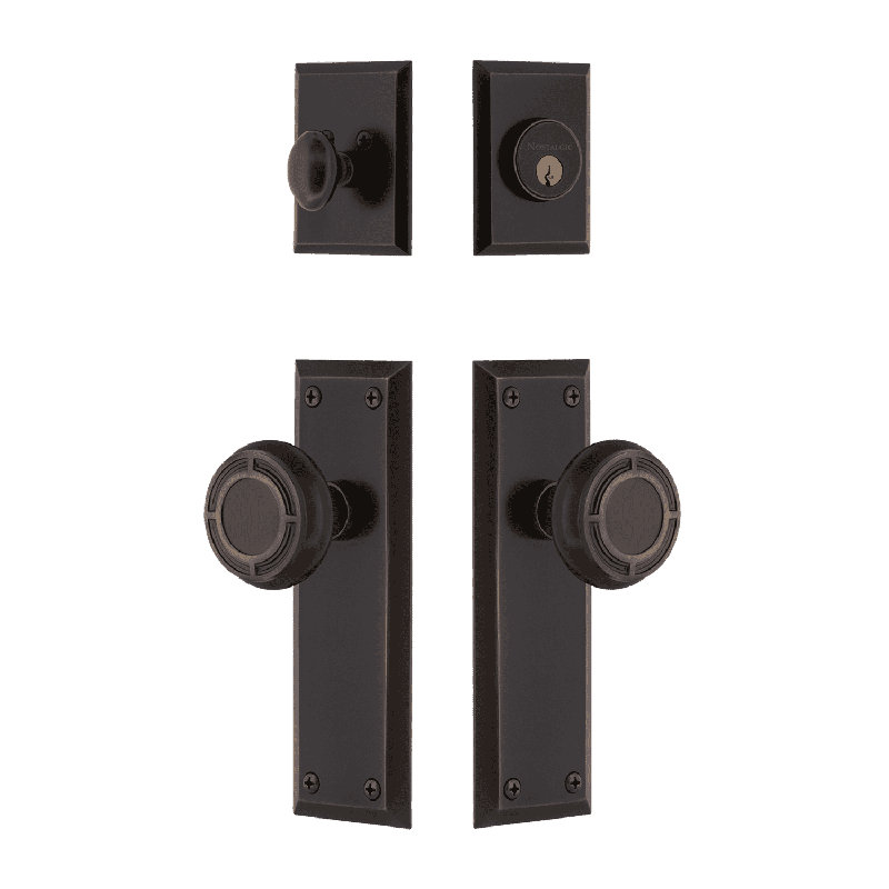 Nostalgic Warehouse New York Entry Set with Mission Knob, 2.375, Timeless Bronze