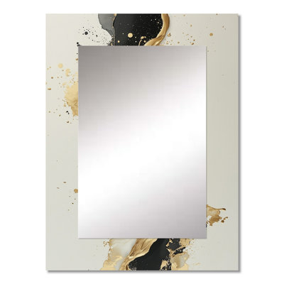 Goldern Transitional Gateway Of Dark Liquid Ink II - Transitional Decorative Mirror, Modern Wall Mirror, Printed Metal Art