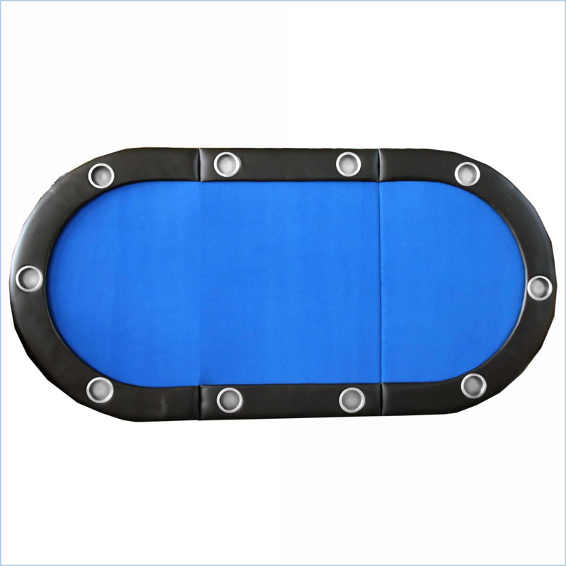 Plateau de table de poker pliant pour 10 joueurs, pliable en trois avec porte-gobelets | Bleu | Moderne, Bleu