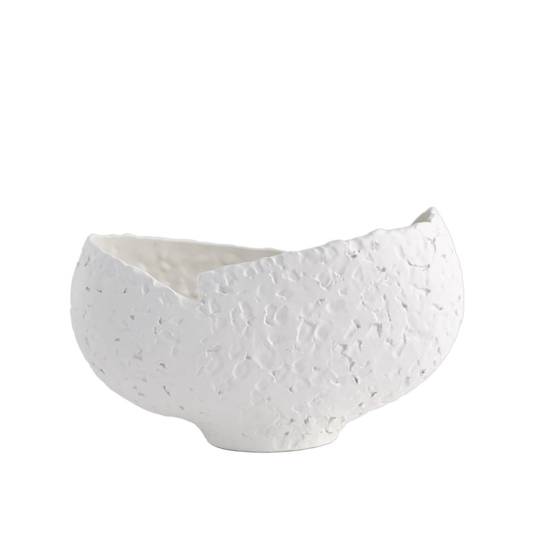 Asymmetrical Stipple Bowl-Matte White