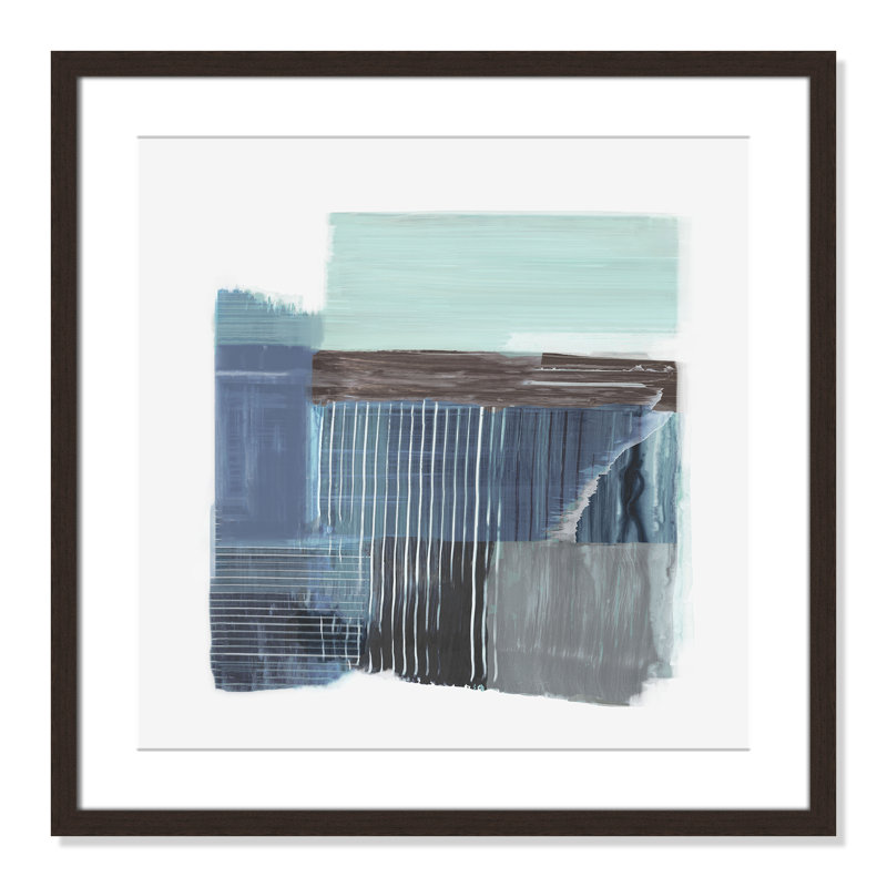 «Brushwork in Calm Tones I Print» par PI Studio, 23.5'' W x 23.5'' H, Matted Print, Open Grain Walnut