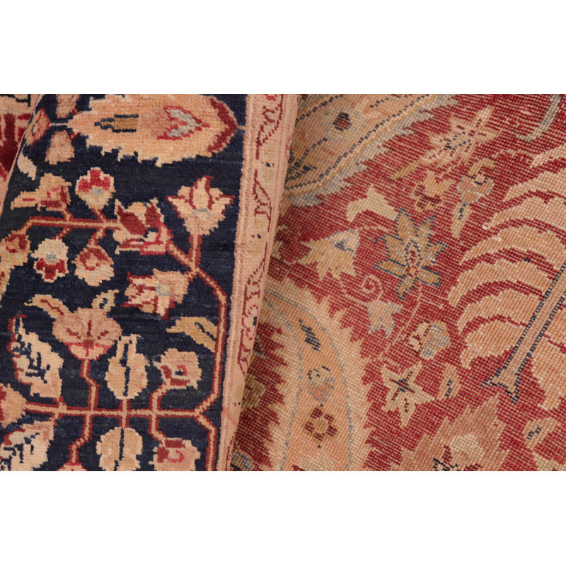 Tapis unique noir, rouge et brun clair de 8 pi x 9 pi 10 po Parid