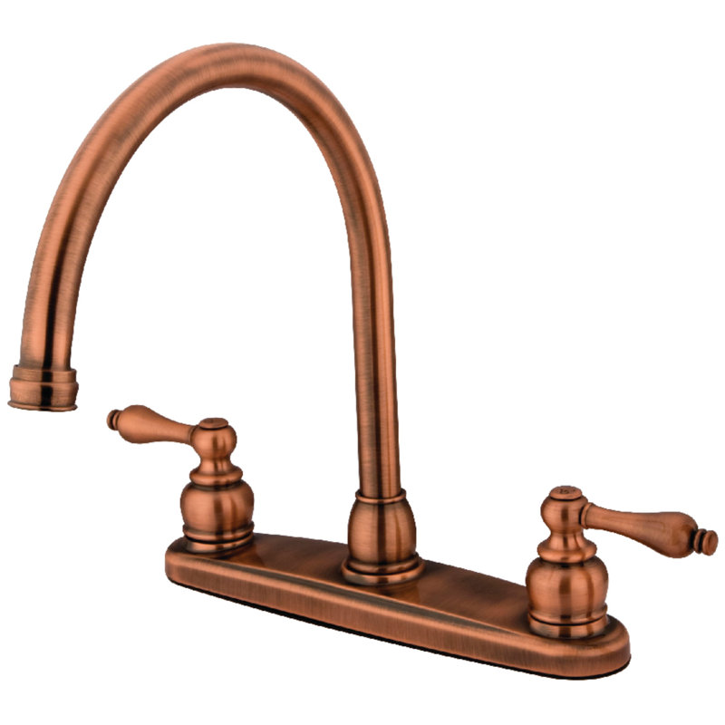 Kingston Brass Vintage Two-Handle 8" Centerset Kitchen Faucet, Antique Copper, Without Spray