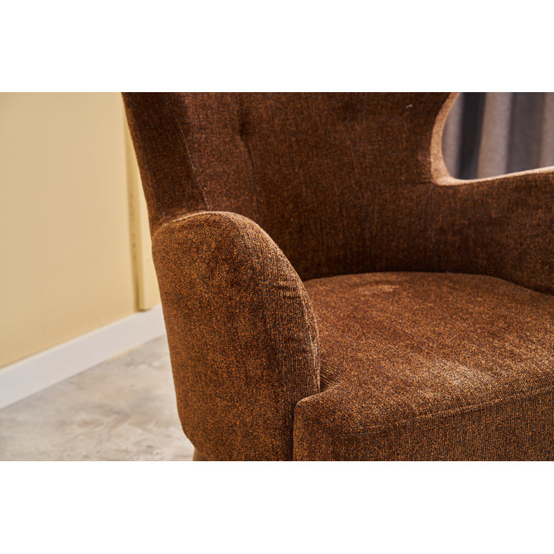 Fauteuil à oreilles, Mélange de polyester brun Nampreet