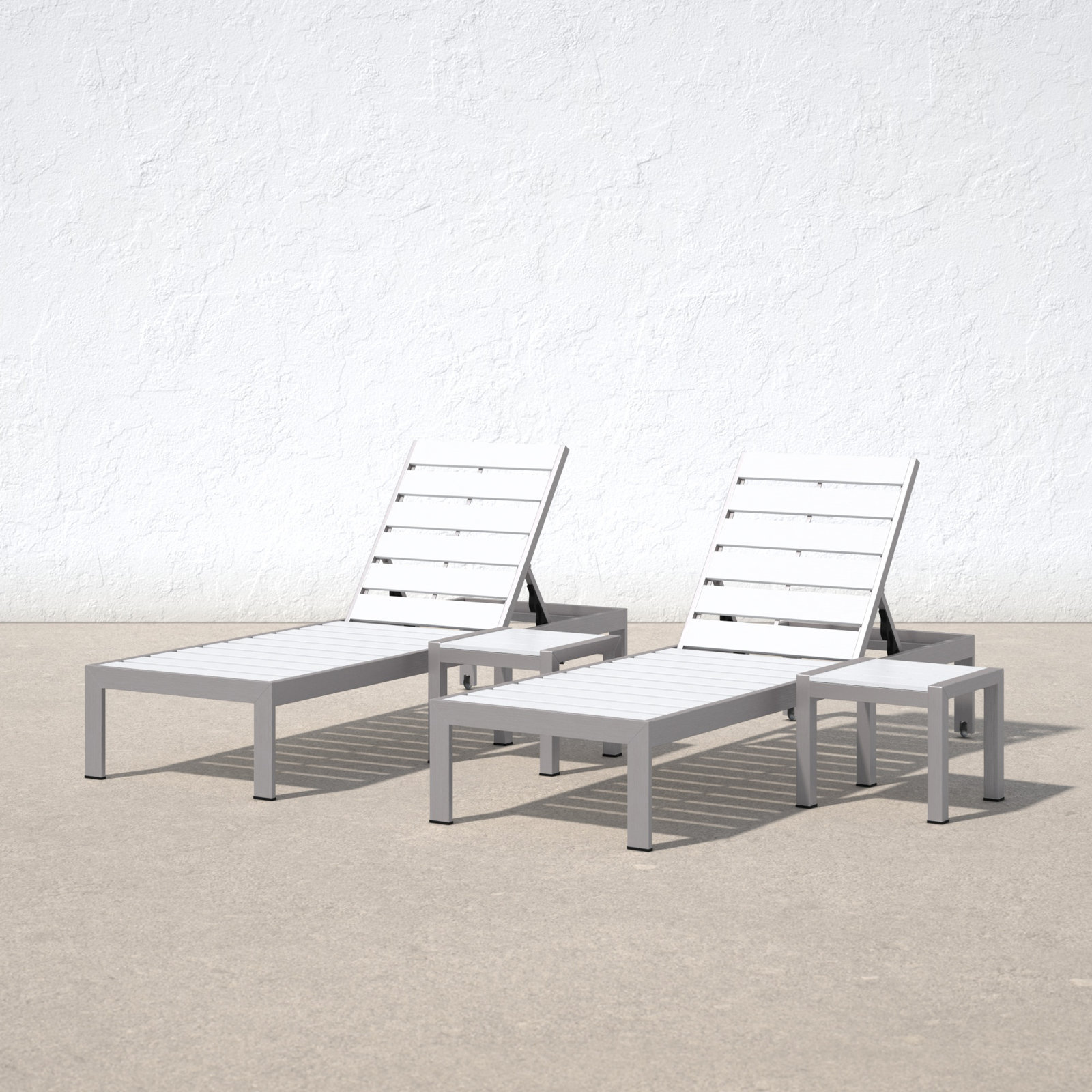 Aynura 26" Patio Chaise Lounge Set, Brush White