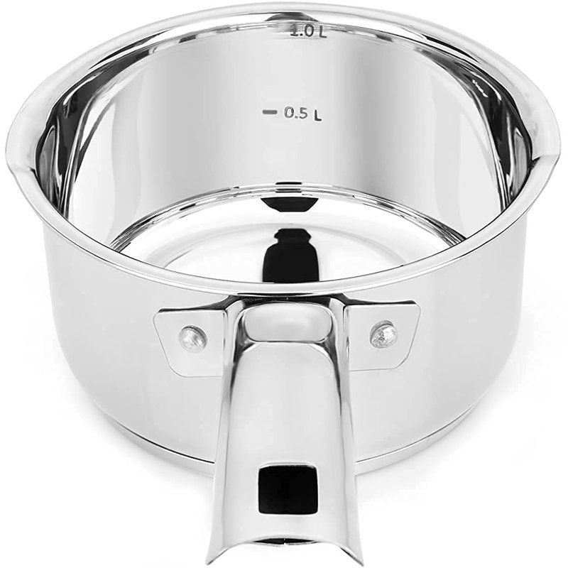 1L Stainless Steel Milk Pan, Silver White