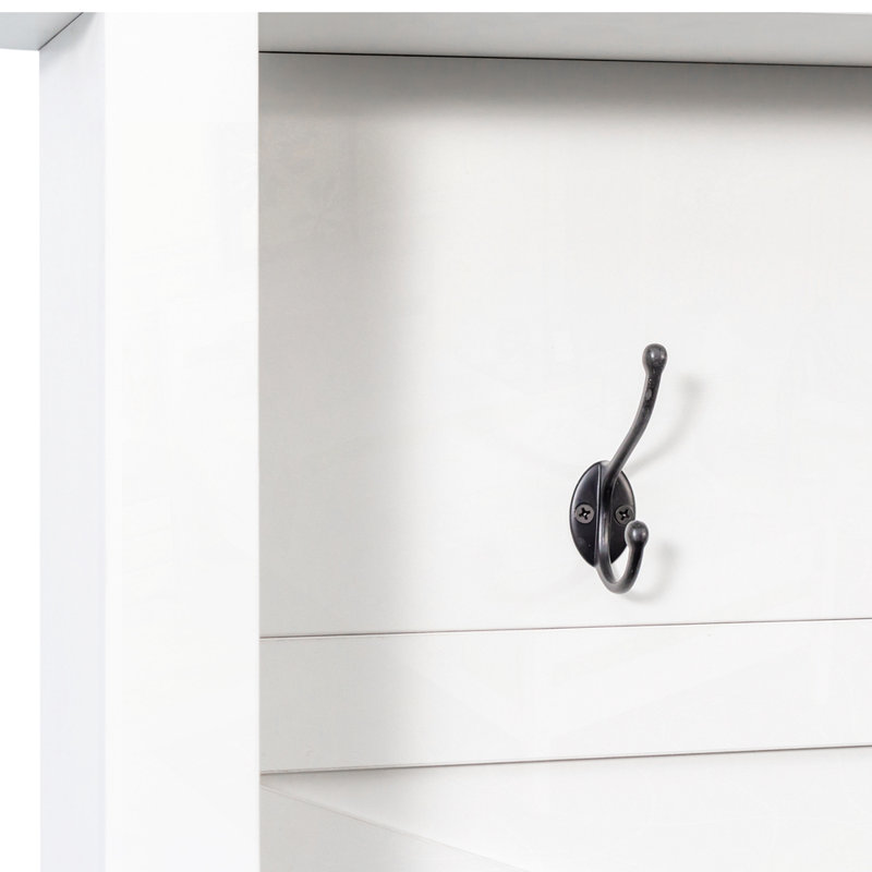 4-in-1 Hall Tree with 6 Hooks with Adjustable Shelves, White