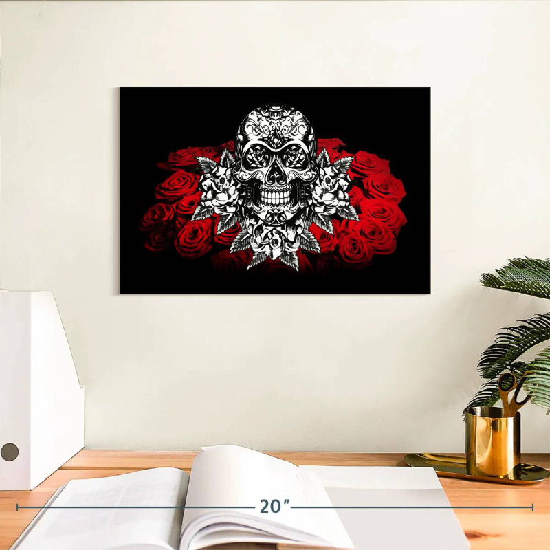 Hitzel Floral Skull, 8" H x 12" W