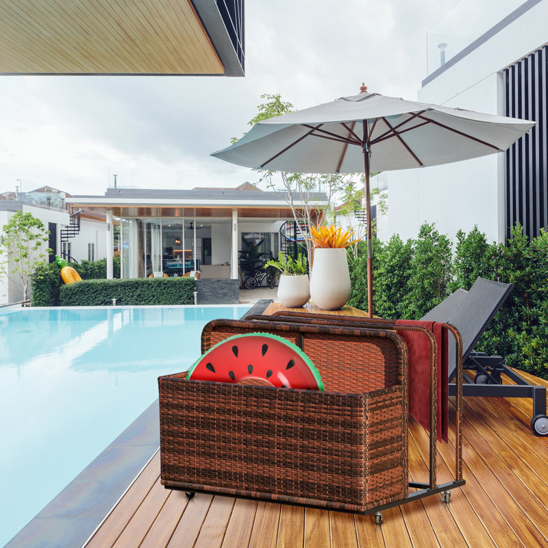 Panier de rangement flottant pour piscine en osier pour l'extérieur Outsunny, Marron foncé