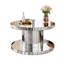 Table basse et miroir de luxe à deux niveaux avec miroir rond et verre cannelé - table d'appoint moderne de 31,5 po de diamètre pour le salon, conception luxueuse légère, structure cylindrique robuste