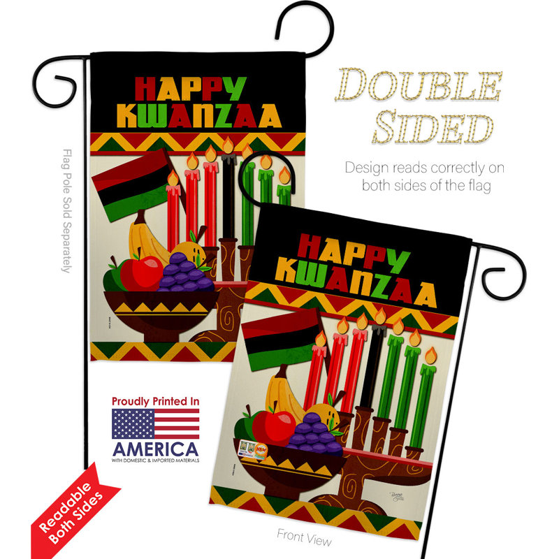 Double Sided 18.5'' H x 13'' W Polyester Kwanzaa Garden Flag