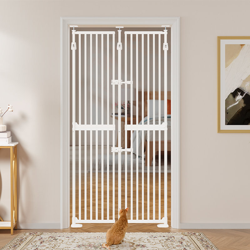 Metal Pressure Mounted Pet Gate, 250cm (190cm) H x 95.8cm W x 2.8cm D