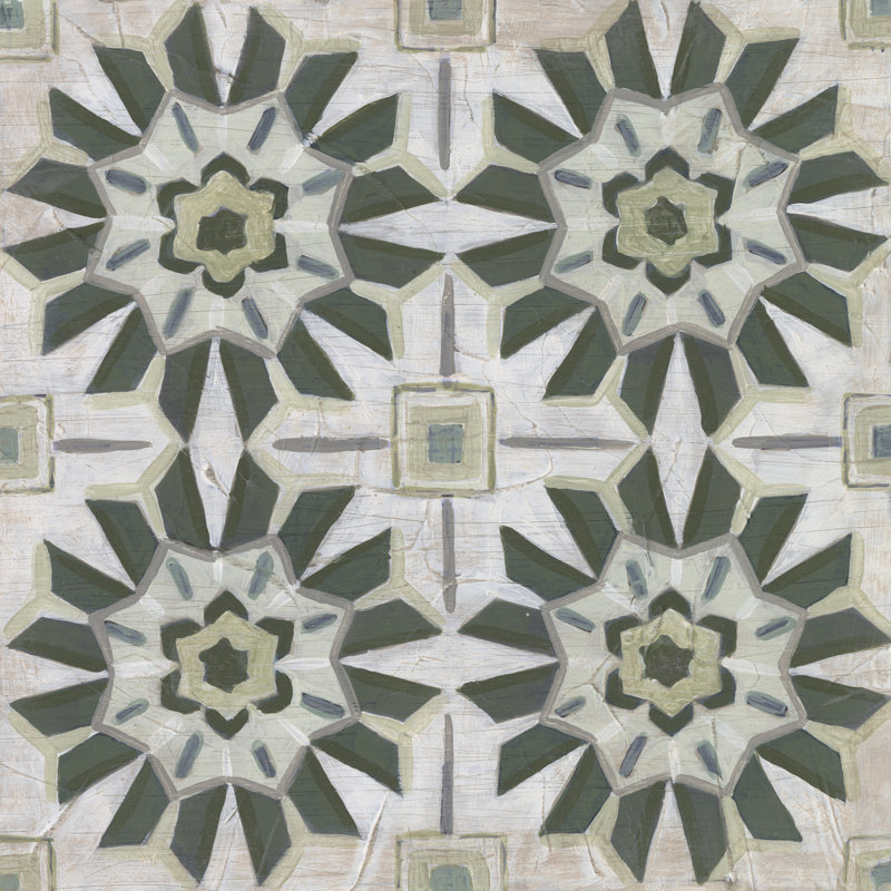 «Vintage Verdigris Tile III» par June Erica Vess, reproduction d'art sur toile tendue, H 12 po x l 12 po
