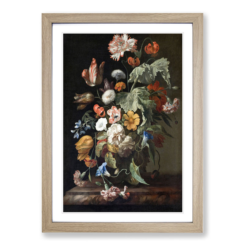 Still Life with Flowers Vol.1 by Rachel Ruysch - Picture Frame Painting, Oak, 36cm H x 27cm W x 2cm D