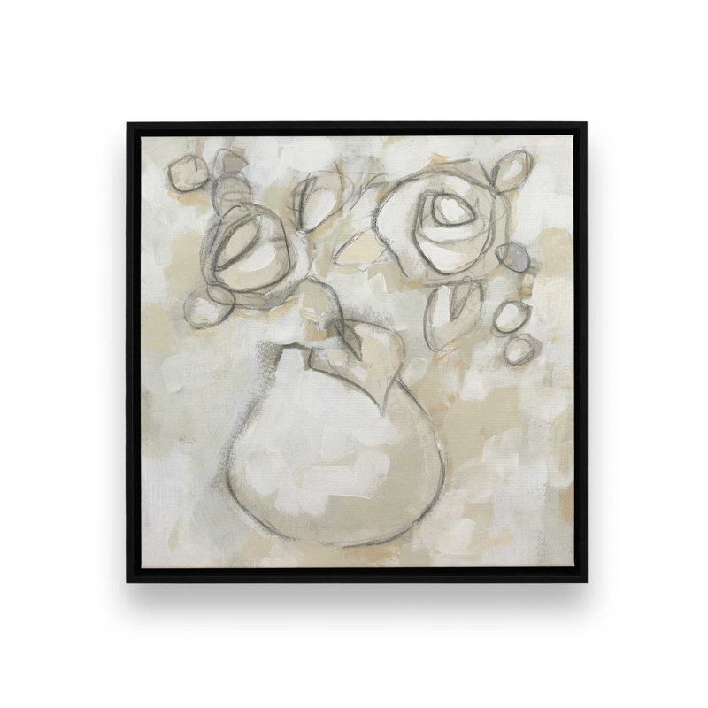 Impression sur toile, "Bouquet Sketch Impression I" par June Erica Vess, «Floater», reproduction encadrée sans passe-par