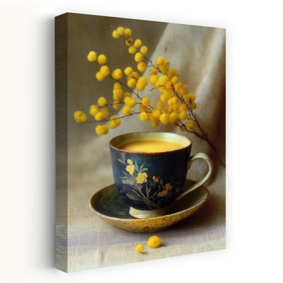 Yellow Mimosa Tea Elegant Rustic Serene Nature Spring Wall Art
