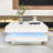 Modern Coffee Table with High-Gloss Finish, LED Light, Storage and Geometric Design-135169656