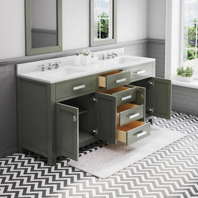 Minnetrista Bathroom Vanity with Marble Top, Glacial Green, Chrome