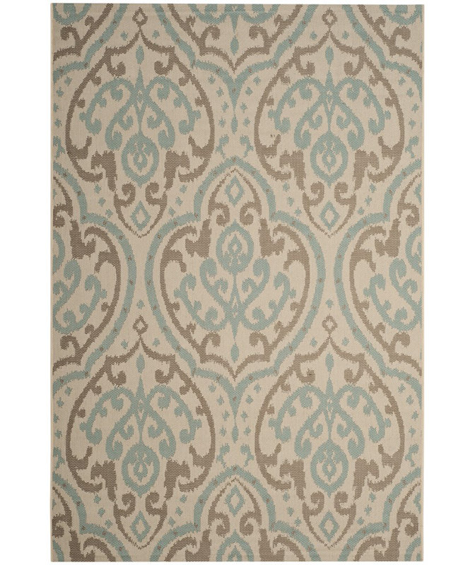 Tapis floral beige/turquoise Adelaide, Rectangle 5 pi 3 po x 7 pi 7 po