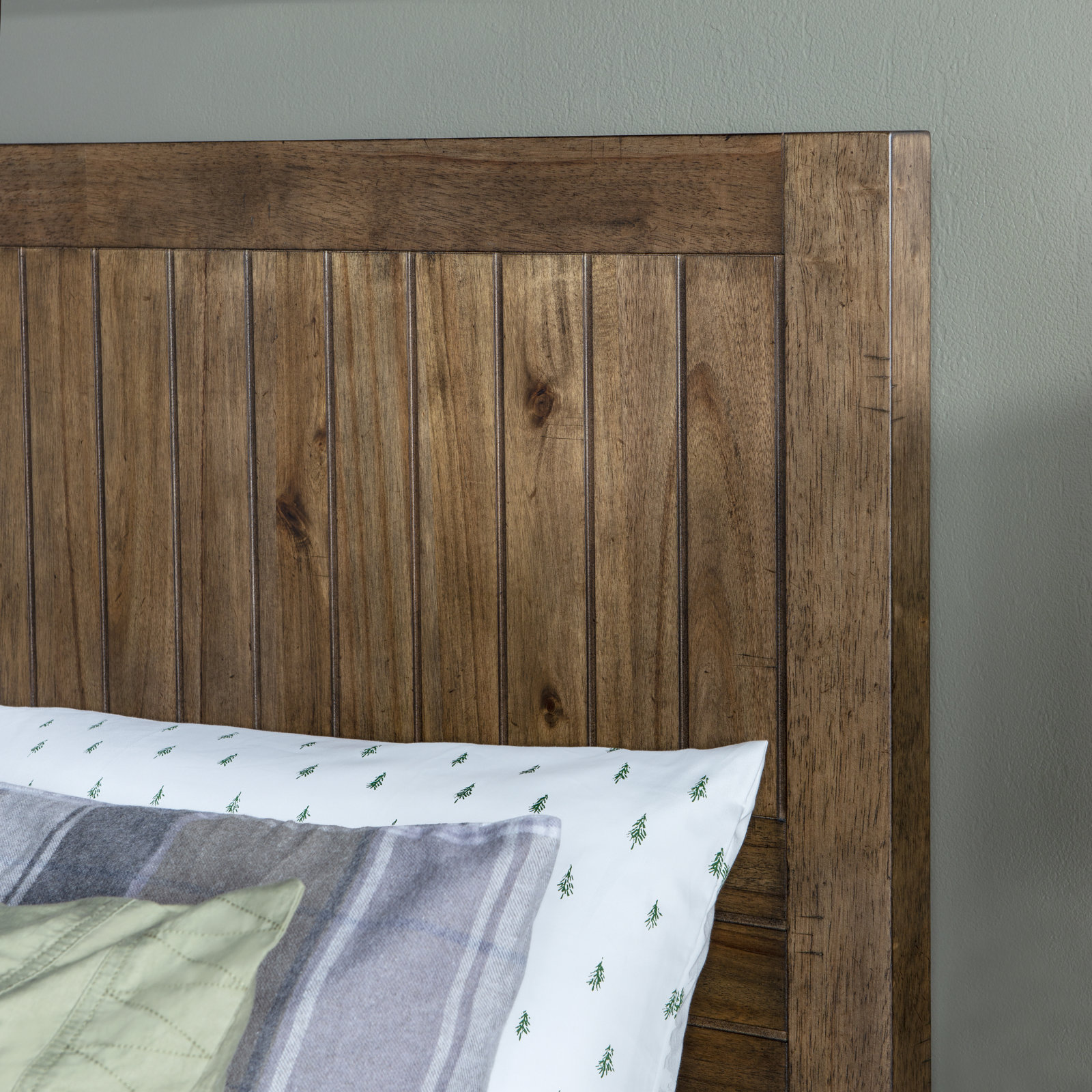 Tyson Full Solid Wood Panel Bed, Full, Tree House Brown