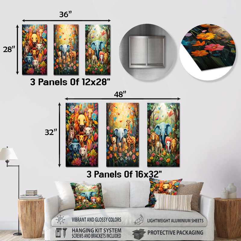 Ensemble de 3 reproductions d'art mural en métal pour chambre de bébé, H 28 po x l 36 po