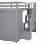 Structure de lit mezzanine pleine grandeur en bois massif gris doux, lit de rangement contemporain compact pour les petites chambres