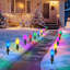 Multicolore 30 lumières de chemin de Noël avec piquets 30 pi, 20 grandes ampoules, connectables, RVB C9-1787025082