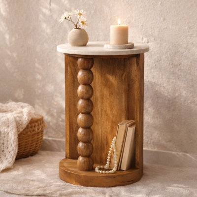 Table d'appoint Marble-Top Spindle