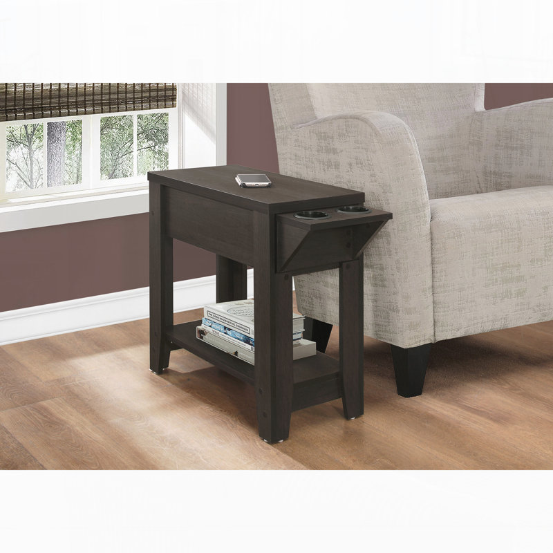 Table d'appoint, côté, bout, rangement, lampe, salon, chambre à coucher, stratifié, transitionnel, Espresso