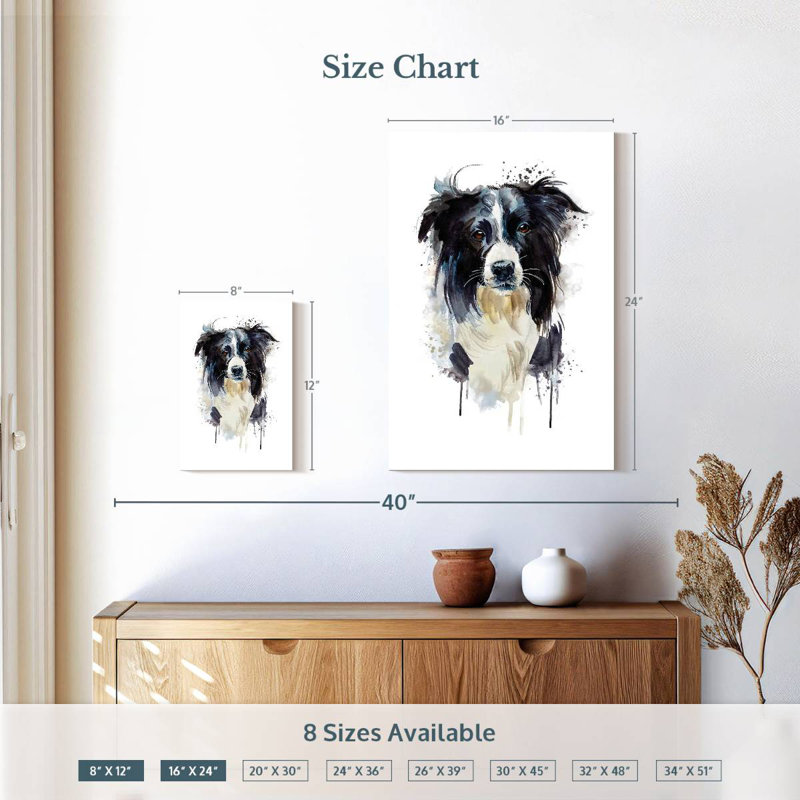 Border Collie Dog Splash, 12" H x 8" W