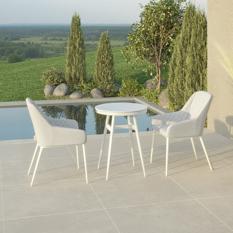 Thornell 2 - Person Patio Dining Set with Round Table, White/Light Grey